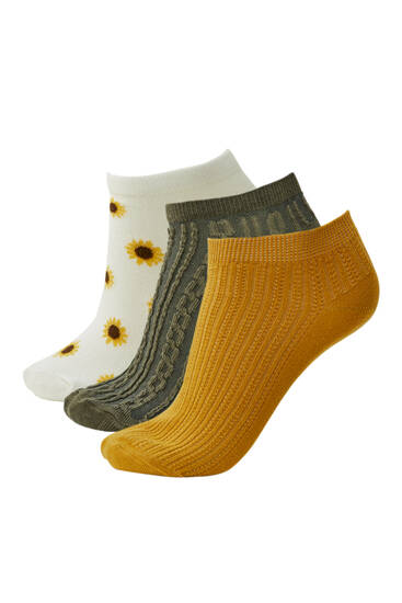 Pack of sunflower ankle socks