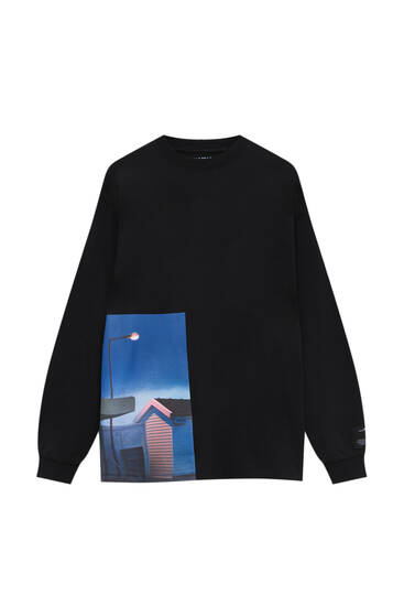 Long sleeve T-shirt with photograph detail