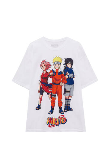 White Naruto print T-shirt