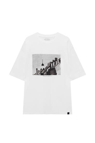 Black and white photographic print T-shirt