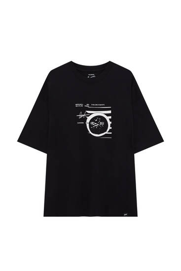 Black T-shirt with STWD illustration