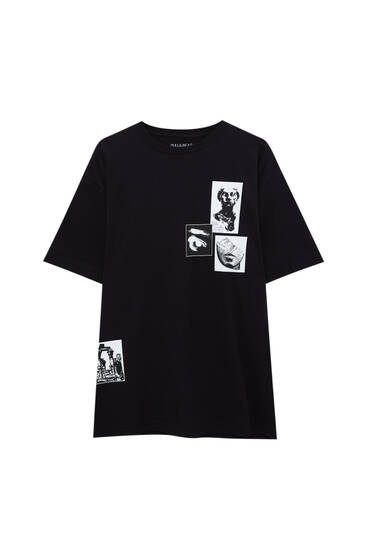 T-shirt with illustration patches