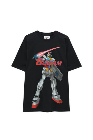 Czarna koszulka Gundam