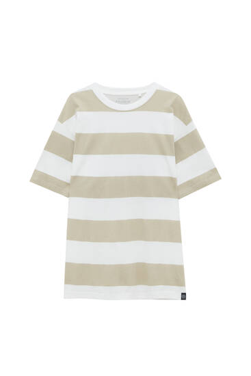 Wide stripe print T-shirt