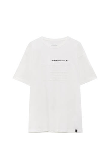Technical longline T-shirt with slogan detail