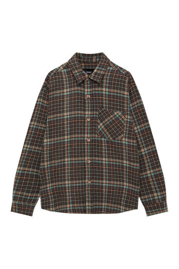Check overshirt with pocket detail