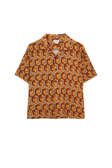 Košile s geometrickým potiskem ve stylu 70. let