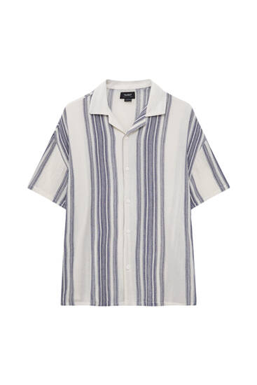 Rustic short sleeve striped shirt