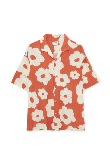 Hemd mit Blumenprint und kurzen Ärmeln