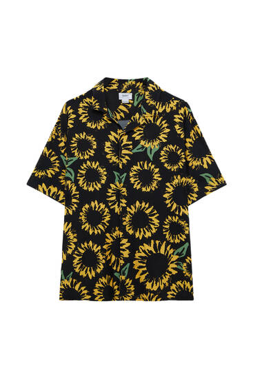 Blue sunflower print shirt