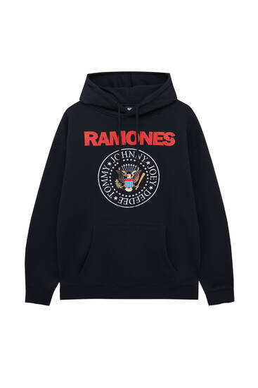 Ramones logolu kapüşonlu sweatshirt