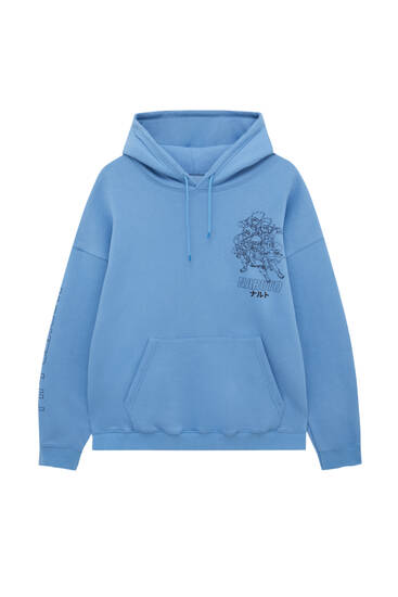 Sky blue Naruto print hoodie