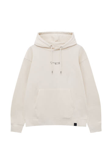 White hoodie with slogan detail