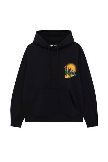 Black hoodie with contrast graphic