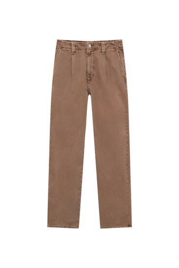 Balloon fit twill trousers