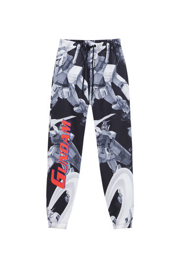 Jogging trousers with a Gundam print