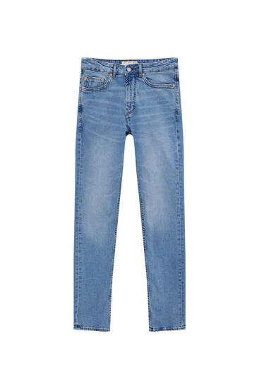 Blaue Slim-Jeans im Comfort-Fit und Washed-Look