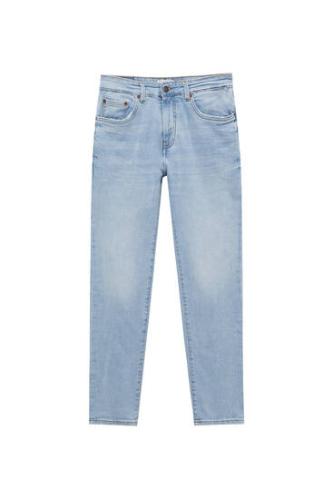 Světle modré úzké džíny basic