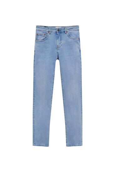 Blaugrüne Basic-Jeans im Skinny-Fit