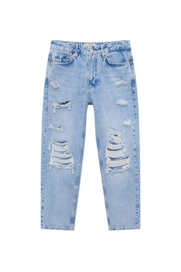 Relaxed fit jeans with ripped detailing