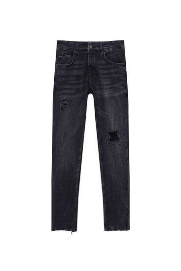 Ripped skinny fit jeans frayed hems