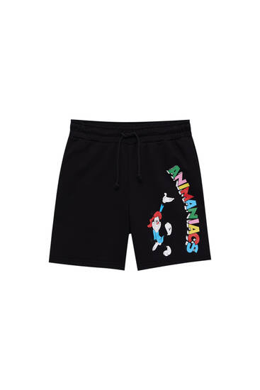 Black Animaniacs jogger Bermuda shorts