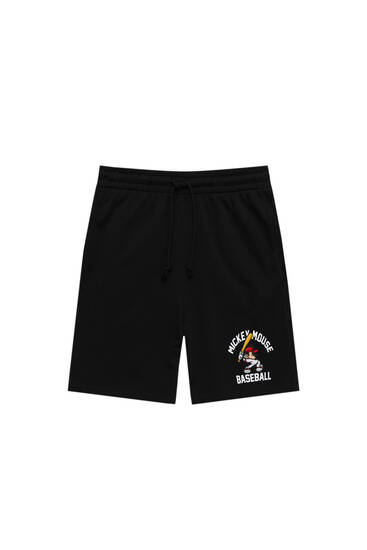Black Mickey Mouse jogger Bermuda shorts
