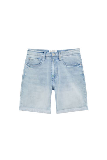 Basic-Jeans-Bermudashorts mit umgeschlagenem Saum