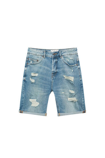 Blue denim Bermuda shorts - with recycled cotton