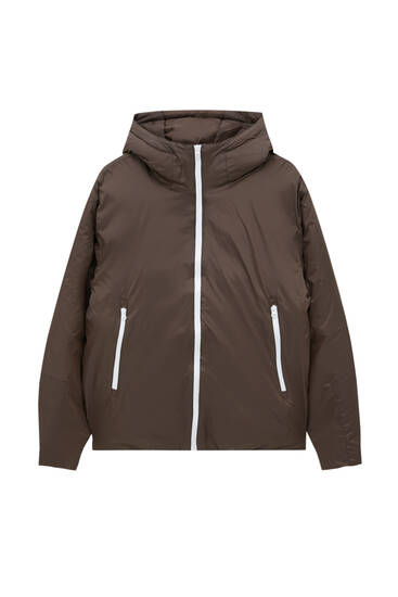 Puffer jacket with contrast zips