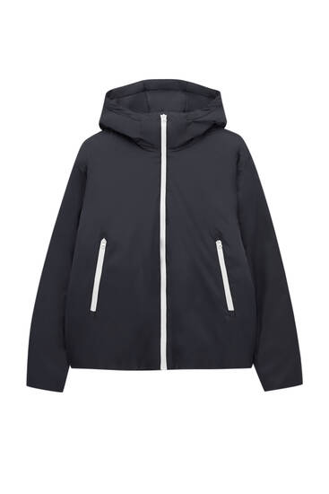 Puffer jacket with contrast zips