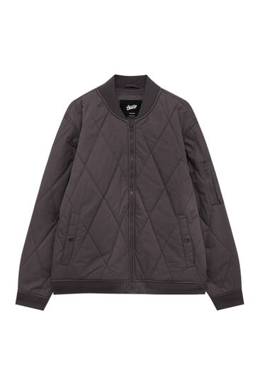 Quilted bomber jacket with ribbed trims