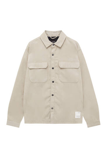 Lightweight faux suede overshirt