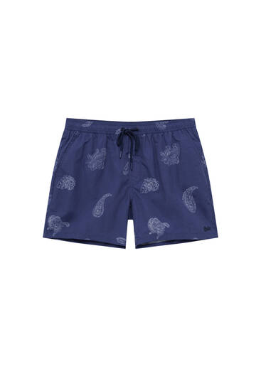 Blue paisley print swimming trunks