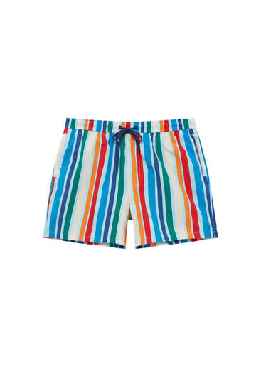 Multicoloured stripe swimming trunks