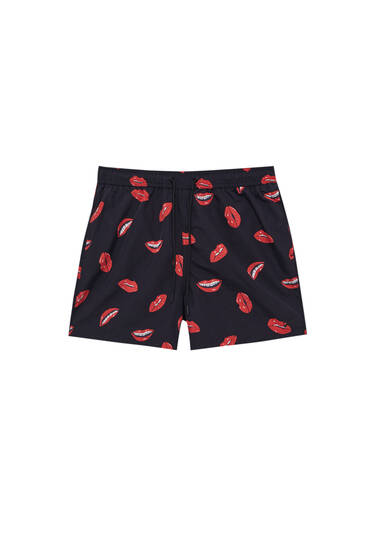 Lip print swim shorts