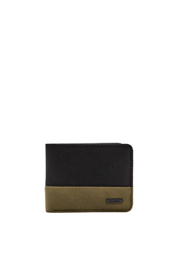 Green panel faux leather wallet
