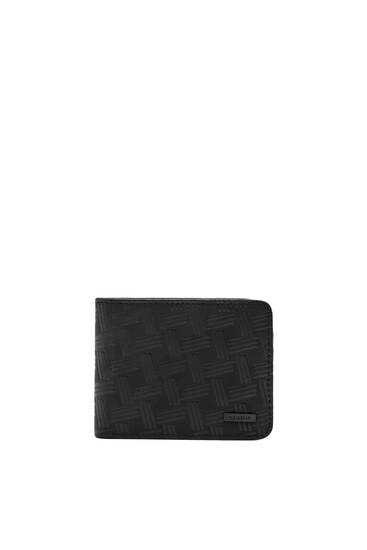 Faux leather wallet with textured stripe design
