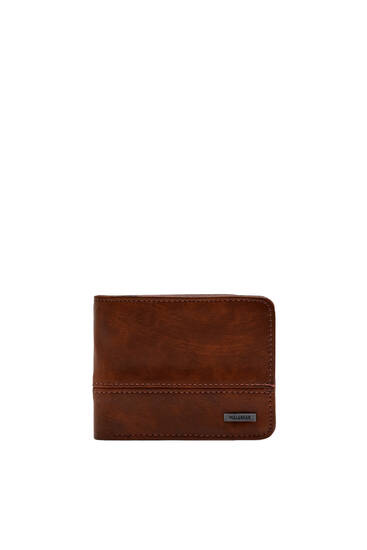 Brown faux leather panel wallet