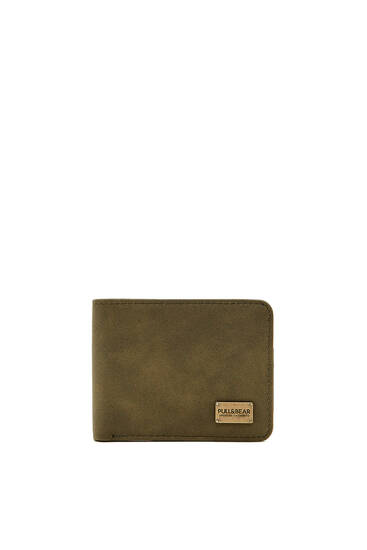 Green faux suede wallet