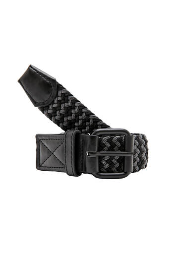 Elastic braided belt in black