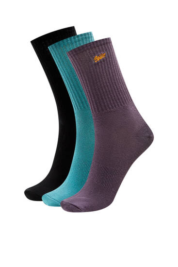 Sada 3 párů jednobarevných ponožek