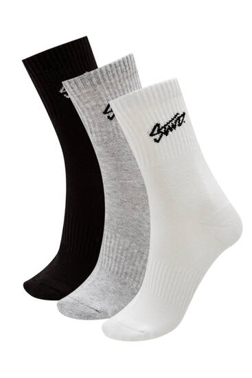 Set of 3 pairs of basic mid-calf socks