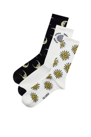 3-pack of sun and moon socks