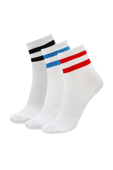 Pack of ankle socks with contrast stripes