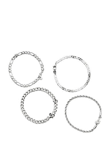 Pack of silver-toned chain bracelets