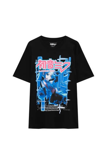Schwarzes T-Shirt „Hatsune Miku“