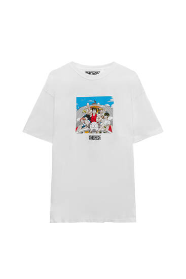 Camiseta blanca One Piece personajes