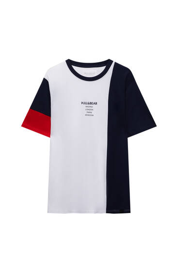 Short sleeve T-shirt with vertical panels