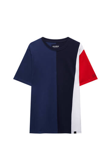 Short sleeve T-shirt with vertical panels
